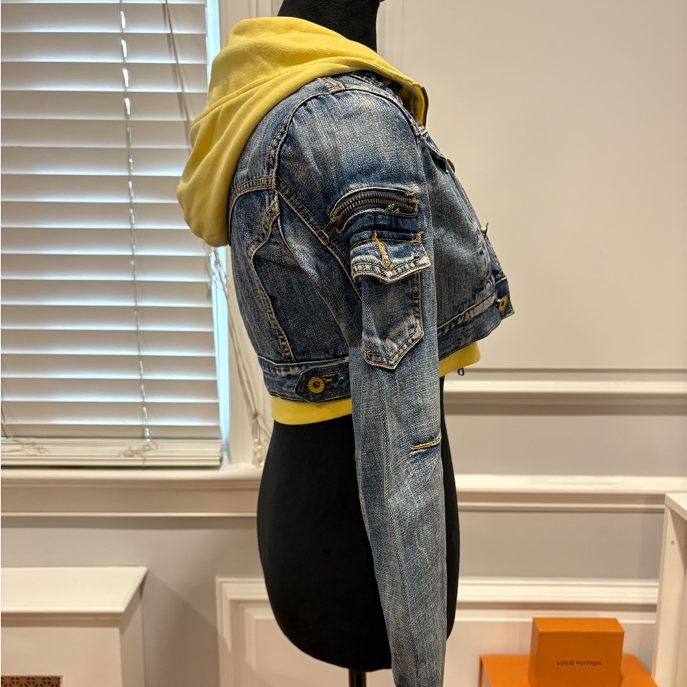 Y2K Fall Cropped Denim Jacket with removable hood - Picture 5 of 8